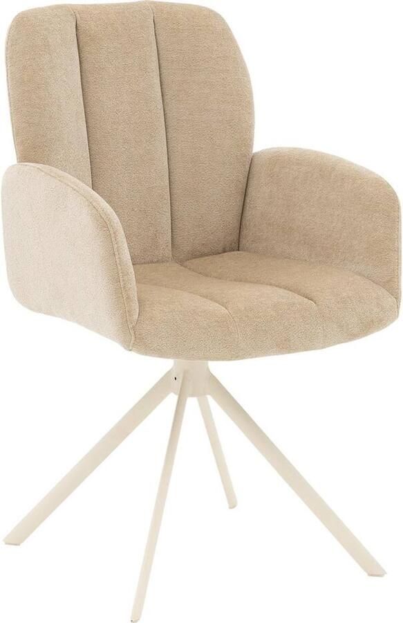 Goossens Eetkamerstoel Hestia Met Armleuning Stof Bruin