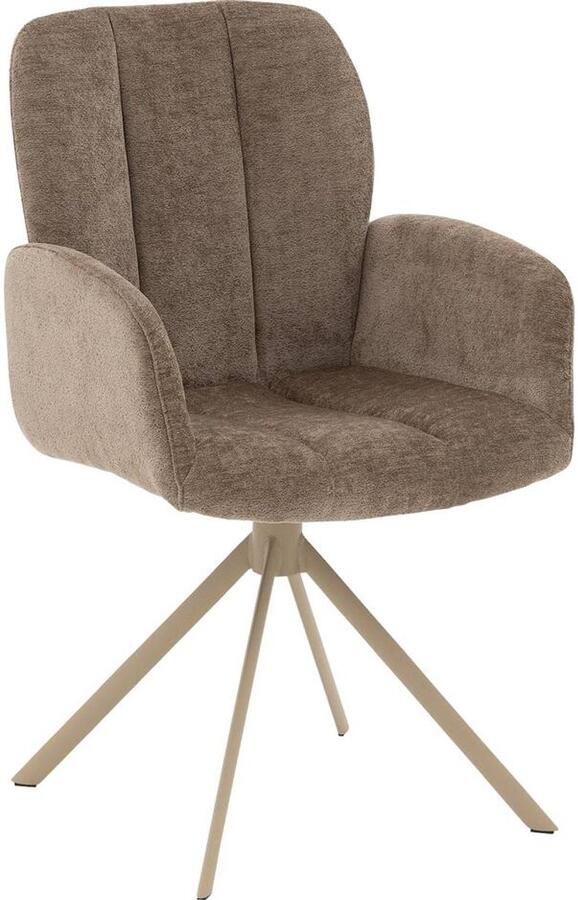 Goossens Eetkamerstoel Hestia Met Armleuning Stof Bruin