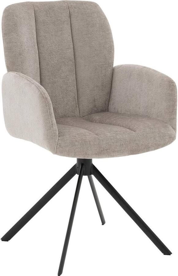 Goossens Eetkamerstoel Hestia Met Armleuning Stof Grijs
