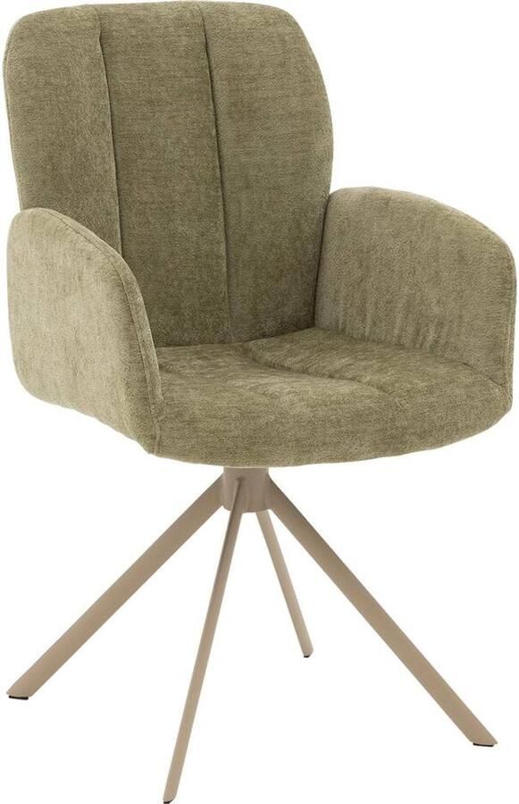 Goossens Eetkamerstoel Hestia Met Armleuning Stof Groen