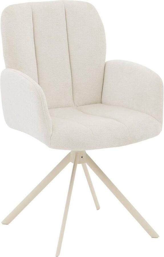 Goossens Eetkamerstoel Hestia Met Armleuning Stof Wit