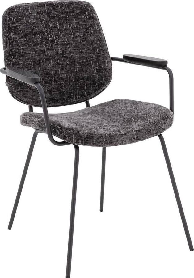 Goossens Eetkamerstoel Hjalmar Met Armleuning Velvet Grijs
