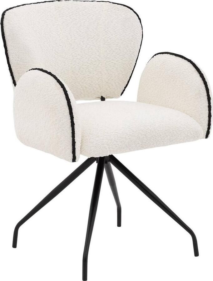 Goossens Eetkamerstoel Jolsterleuning Boucle met armleuning