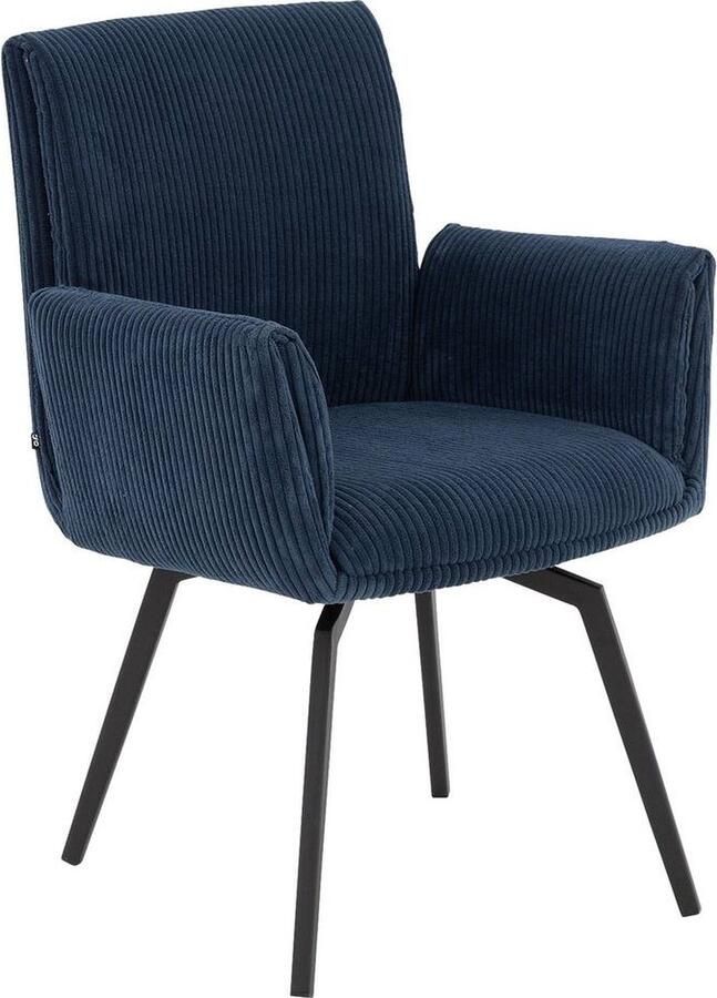 Goossens Eetkamerstoel Jonaleuning Textiel met armleuning