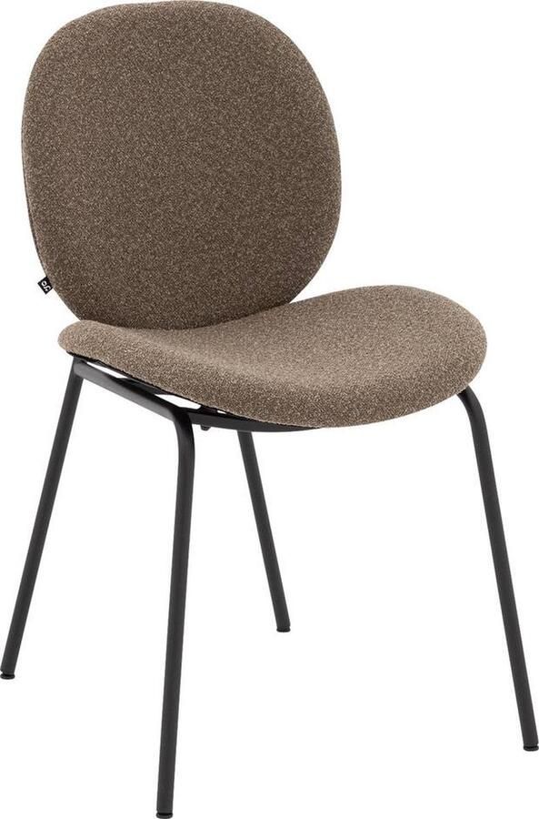 Goossens Eetkamerstoel Koos Zonder Armleuning Stof Bruin