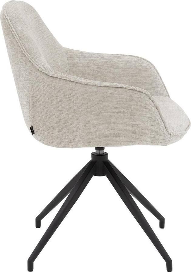 Goossens Eetkamerstoel Laurien Met Armleuning Velvet Wit