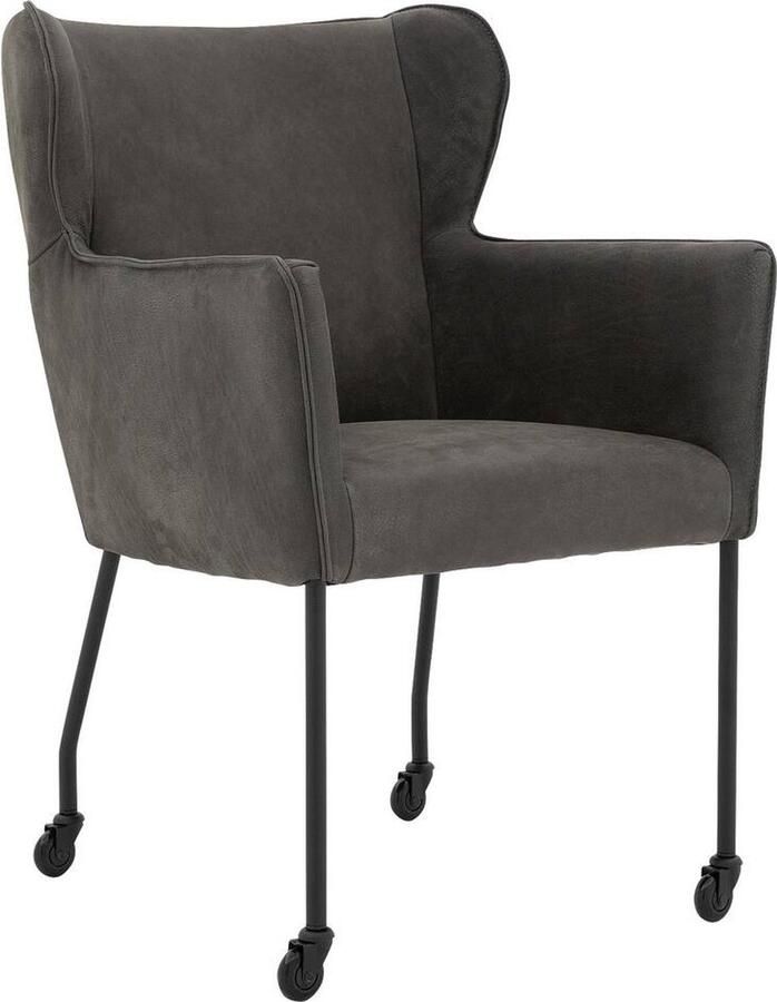 Goossens Eetkamerstoel Leogang Met Armleuning Leer Zwart