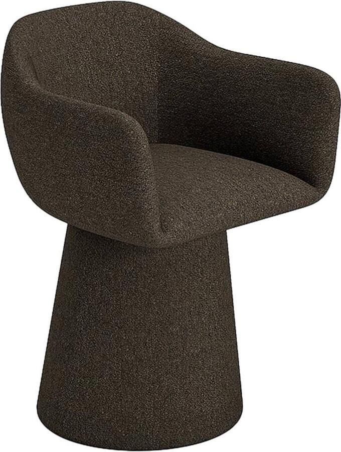 Goossens Eetkamerstoel Liselot Met Armleuning Stof Bruin