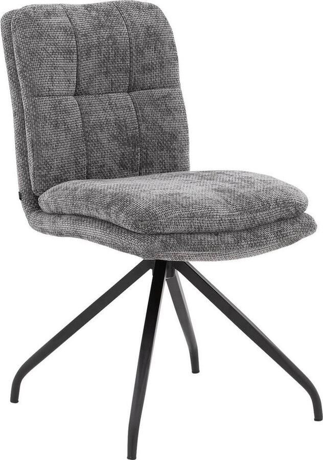 Goossens Eetkamerstoel Mirthe Zonder Armleuning Stof Grijs