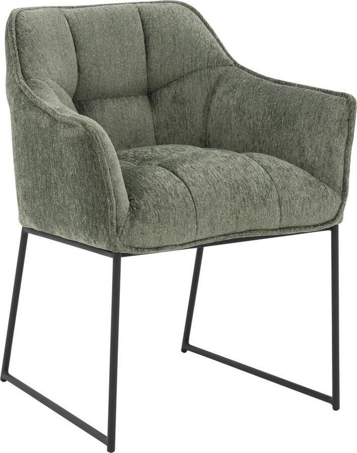 Goossens Eetkamerstoel Ronnieleuning Textiel met armleuning