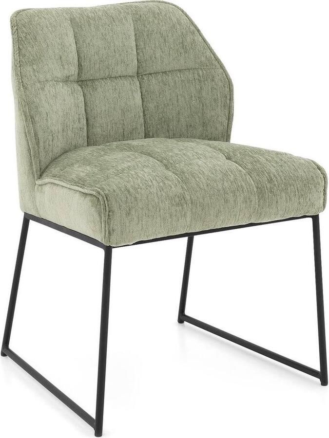 Goossens Eetkamerstoel Ronnie Zonder Armleuning Stof Groen