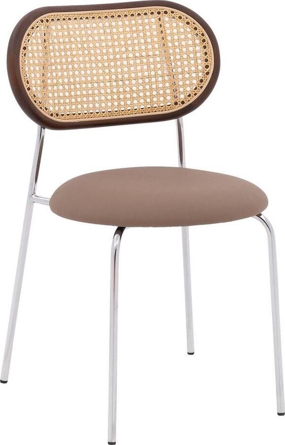 Goossens Eetkamerstoel Rosalie Zonder Armleuning Kunstleer Bruin