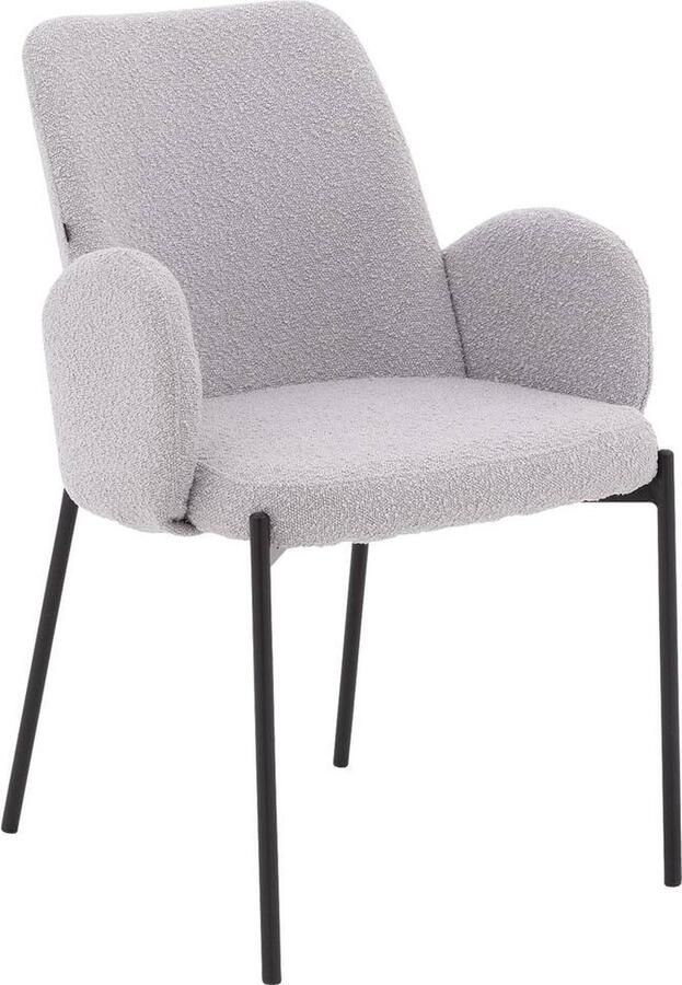 Goossens Eetkamerstoel Royce Met Armleuning Stof Grijs