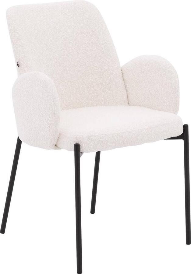 Goossens Eetkamerstoel Royce Met Armleuning Stof Wit