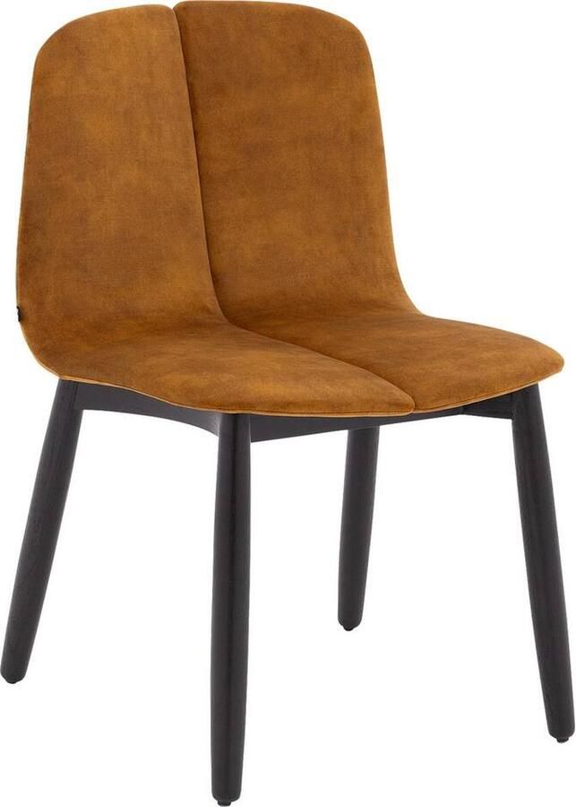 Goossens Eetkamerstoel Tulip Zonder Armleuning Velvet Oranje