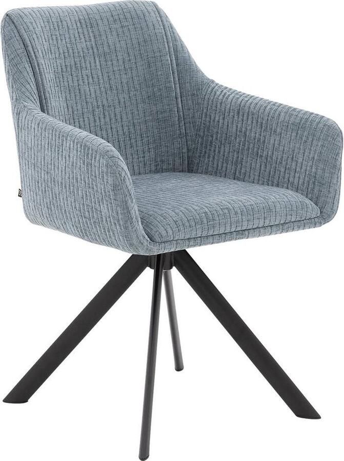 Goossens Eetkamerstoel Ysmay Met Armleuning Stof Blauw