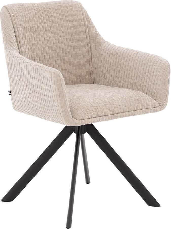 Goossens Eetkamerstoel Ysmay Met Armleuning Stof Bruin