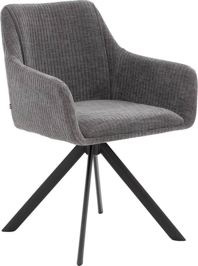 Goossens Eetkamerstoel Ysmay Met Armleuning Stof Grijs