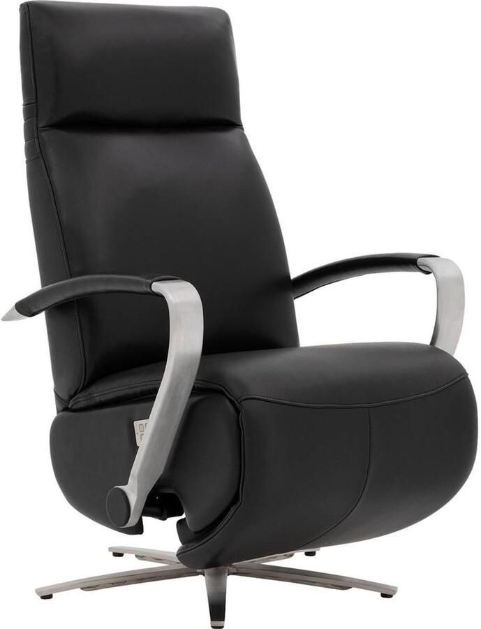 Goossens Fauteuil Athena Met Armleuning Leer Zwart