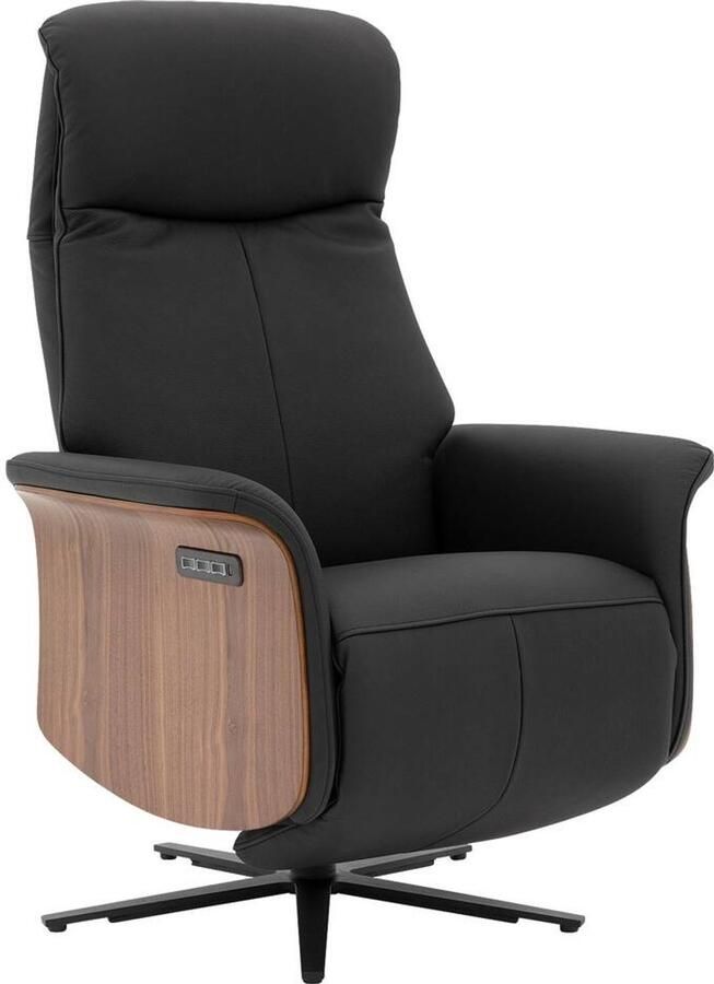Goossens Fauteuil Finesse Met Armleuning Leer Zwart