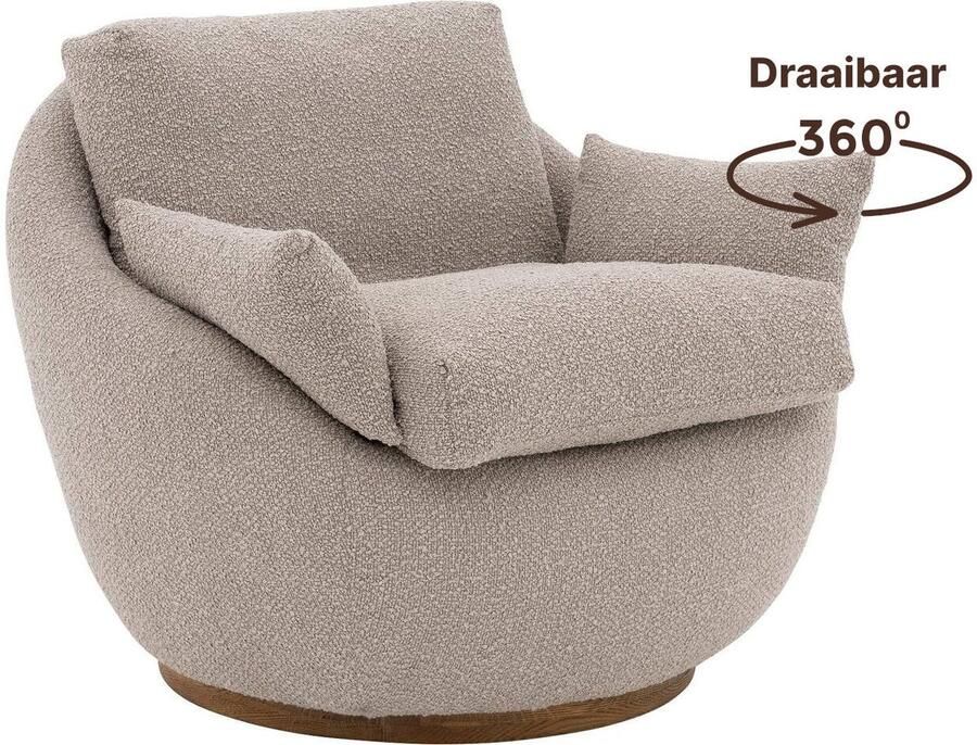 Goossens Fauteuil Lazy Stof Bruin - Foto 2