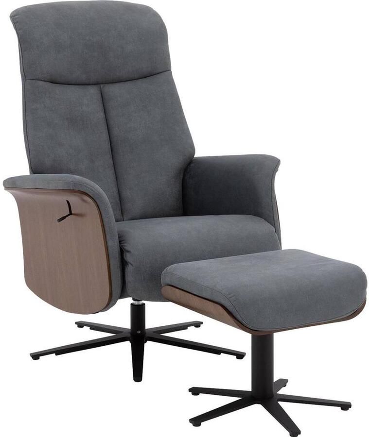Goossens Fauteuil Sassari Leer Blauw