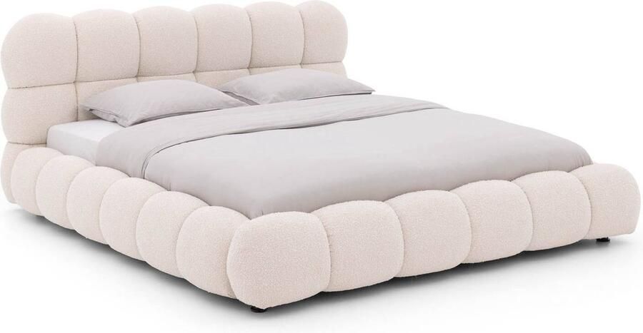 Goossens Gestoffeerd Bedframe Cloud 180 x 200 cm Stof Ahenk 9851 beige