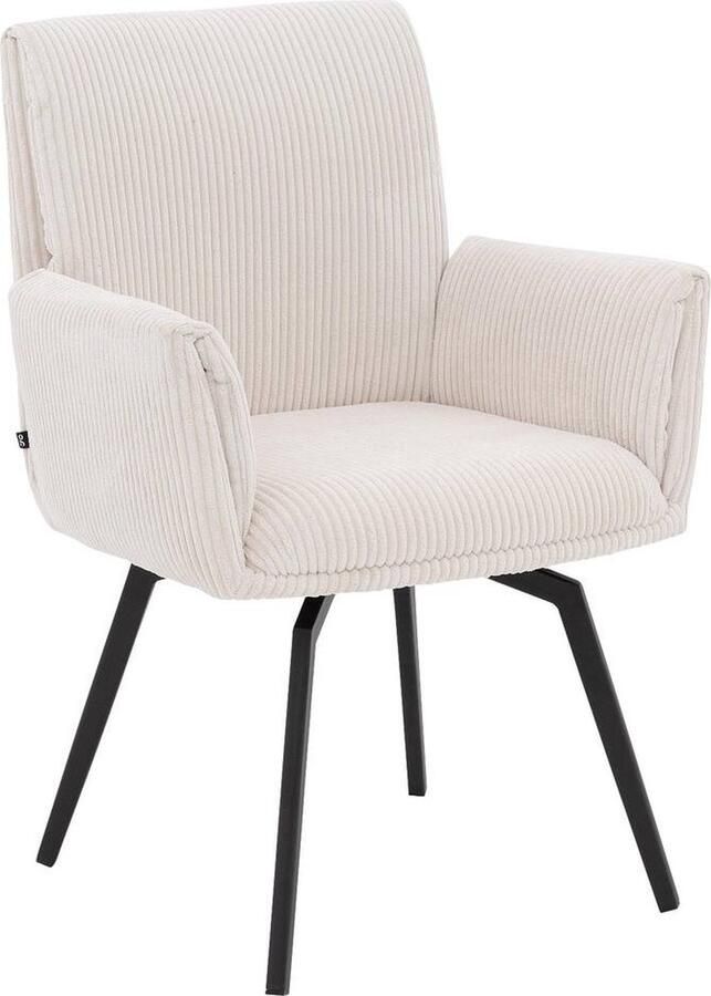 Goossens Eetkamerstoel Jona Met Armleuning Stof Bruin