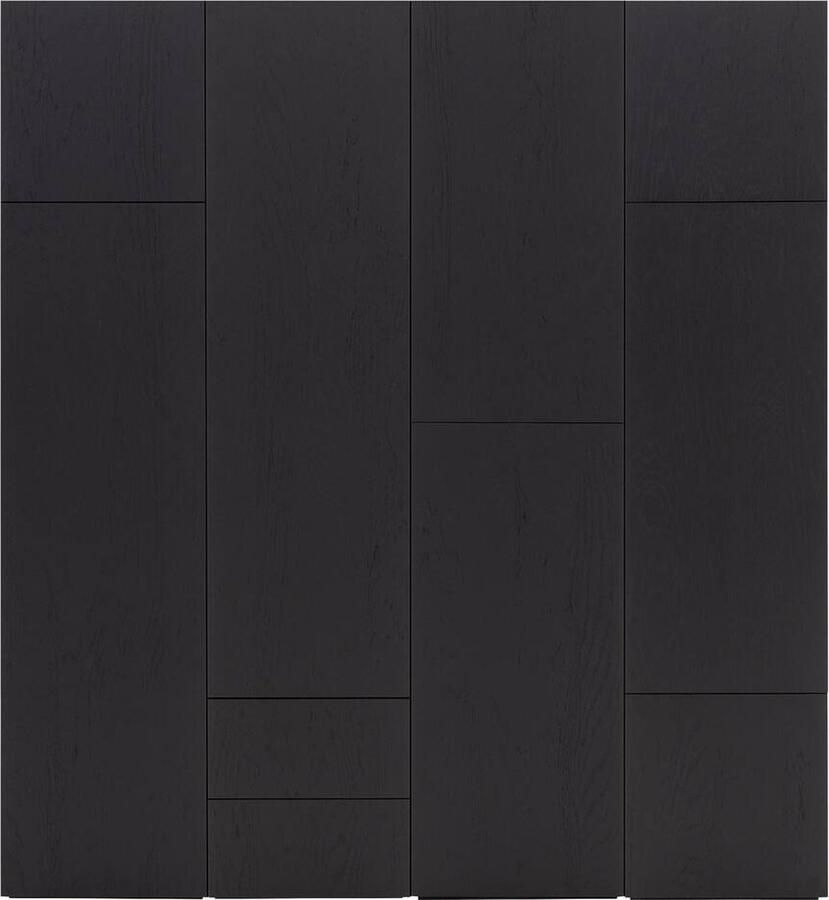 Goossens Kast Systeem Malaga Online Opstelling Compleet 4 Elementen 200 Cm B Start Met Module 2 Inclusief Ladeblok En Extra Legplank Hout Zwart