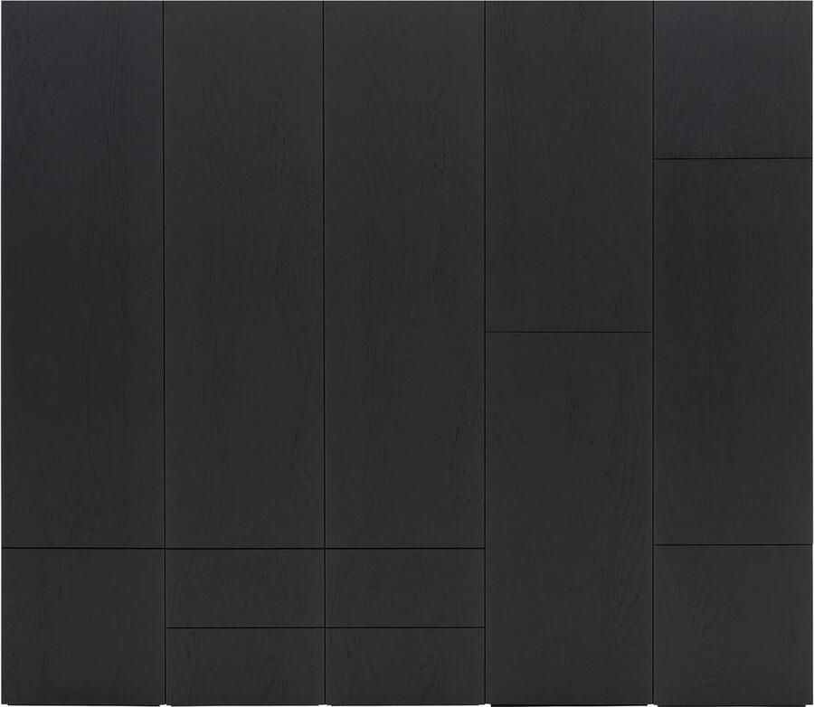 Goossens Kast Systeem Malaga Online Opstelling Compleet 5 Elementen 250 Cm B Start Met Module 3 Inclusief Ladeblok En Extra Legplank Hout Zwart