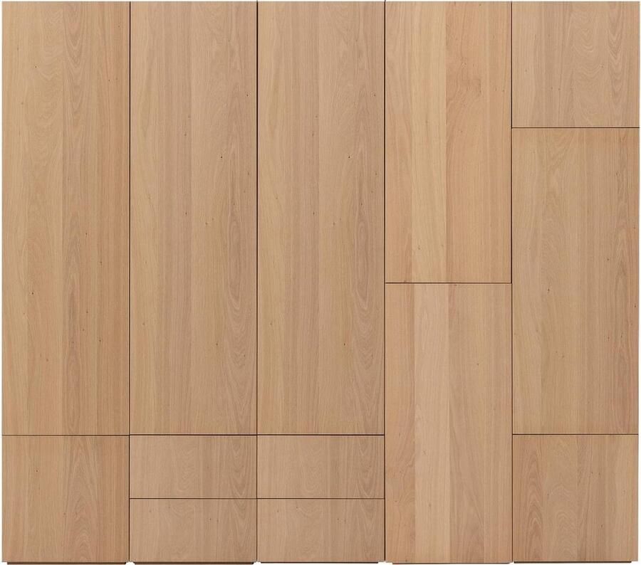 Goossens Kast Systeem Malaga Online Opstelling Compleet 5 Elementen 250 Cm B Start Met Module 3 Inclusief Ladeblok En Extra Legplank Hout Blank