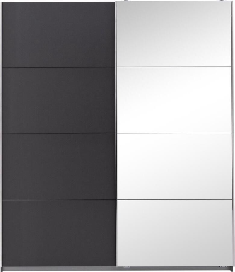Goossens Basic Goossens Kledingkast Miami 180 Cm Breed 210 Cm Hoog 1x Spiegeldeur Re En 1x Schuifdeur Li Grijs