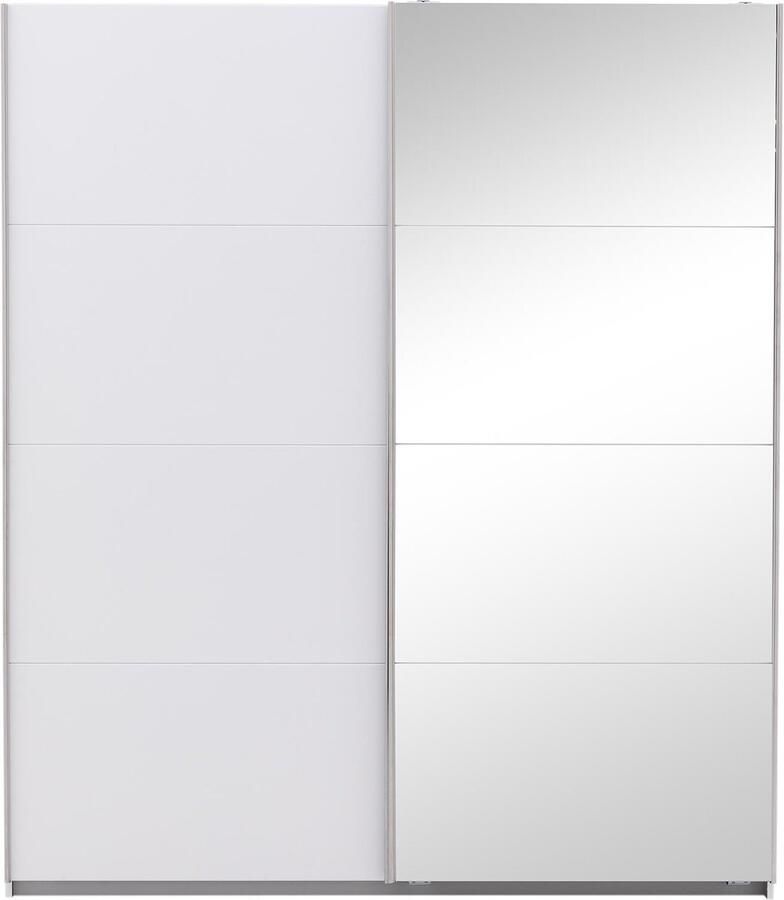 Goossens Basic Goossens Kledingkast Miami 226 Cm Breed 210 Cm Hoog 1x Spiegeldeur Re En 1x Schuifdeur Li Wit