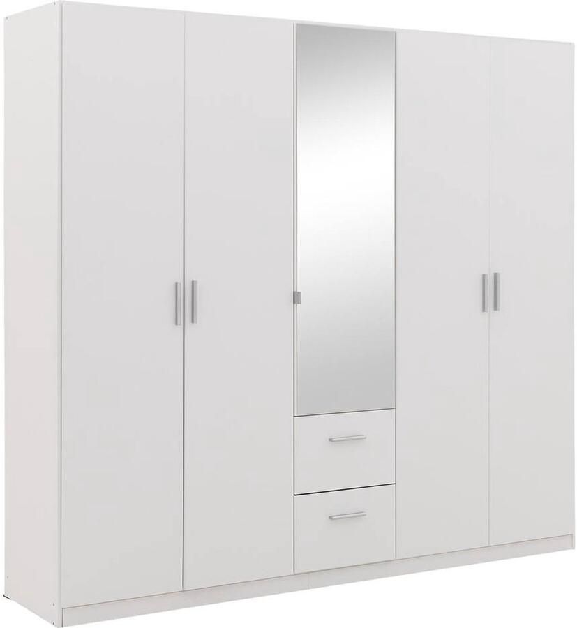 Goossens Kledingkast Rybe 226 Cm Breed 210 Cm Hoog 4x Draai En 1x Spiegeldeur En 2x Lade In Kleur Van Romp Midden Wit