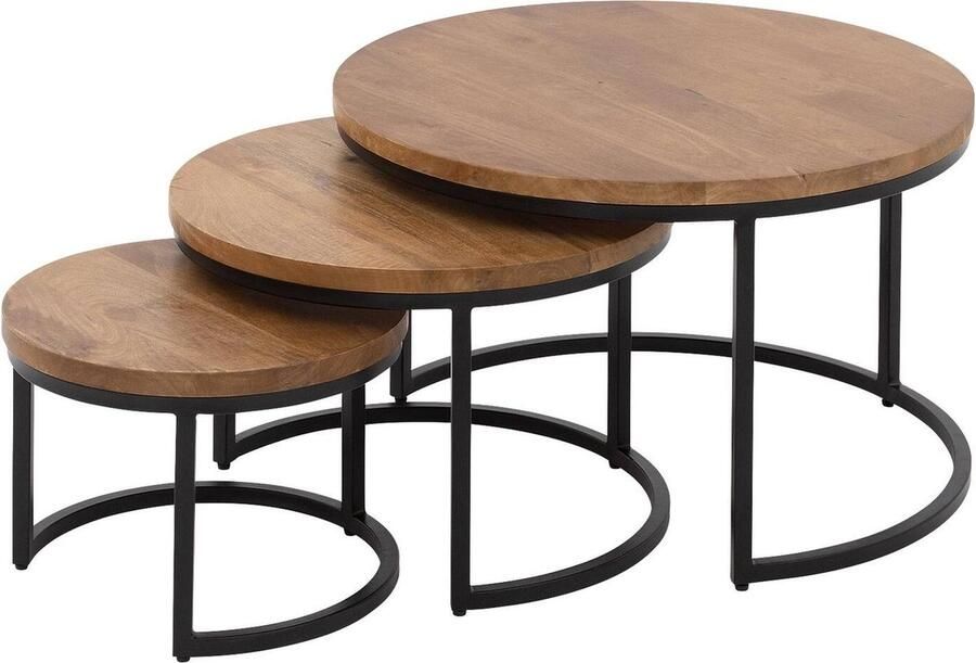 Goossens Lenngard Salontafel Hout 73 x 44 x 73 cm Rond bruin