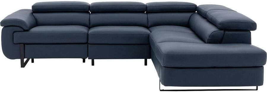 Goossens Lorenzo Hoekbank Leer Blauw 283 x 64 x 233 cm Rechts