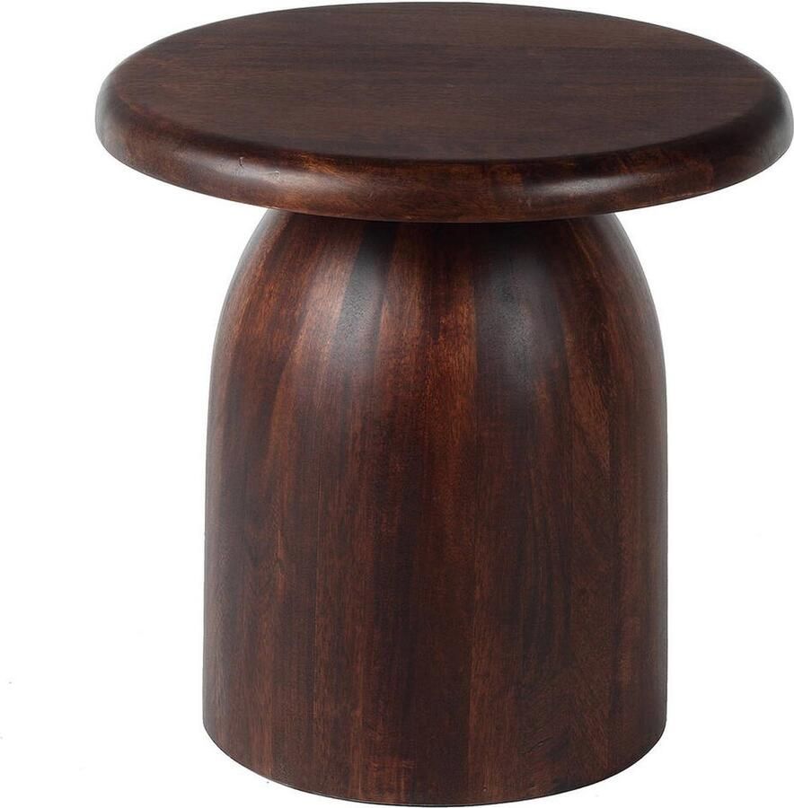Goossens Ola Bijzettafel Hout 45 x 45 x 45 cm Rond bruin
