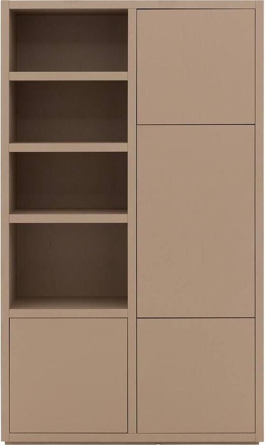 Goossens Opbergkast Barcelona 4 Deuren 4 Open Vakken Hout Grijs