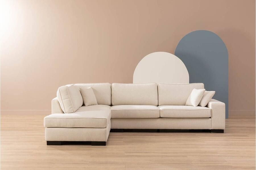 Goossens Saltillo Hoekbank Stof Wit 300 x 80 x 225 cm Geen hoek