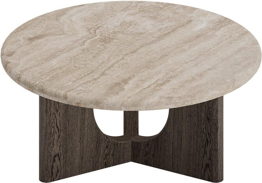 Goossens Sisu Salontafel Travertine 95 x 40 x 95 cm Rond bruin