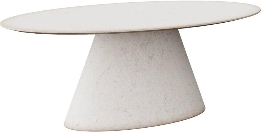 Goossens Stone Eettafel Beton 220 x 77 x 120 cm Ovaal wit - Foto 2