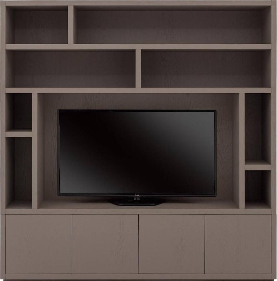 Goossens Tv Meubel Barcelona 4 Deuren 8 Open Vakken 1 Tv Paneel Hout Bruin