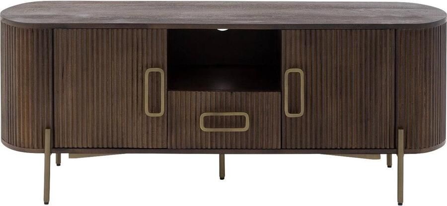 Goossens Tv Meubel Dagmar 2 Deuren 1 Lade 1 Open Vak Hout Bruin