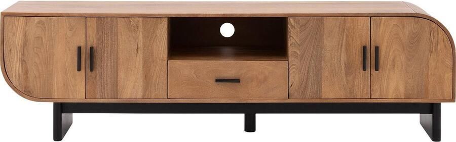 Goossens Tv Meubel Fabian 4 Deuren 1 Lade 1 Open Vak Hout Bruin