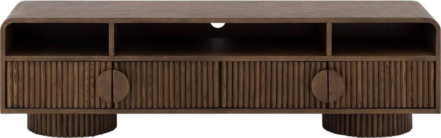 Goossens Basic Goossens Tv Meubel Melani 4 Deuren 3 Open Vakken 160 Cm Breed Hout Bruin - Foto 2