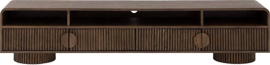 Goossens Basic Goossens Tv Meubel Melani 4 Deuren 3 Open Vakken 210 Cm Breed Hout Bruin