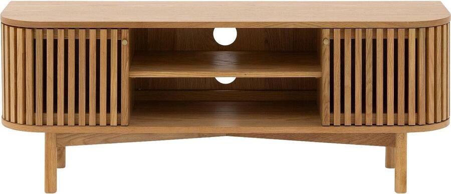 Goossens Basic Goossens Tv Meubel Soho 2 Deuren 2 Open Vakken 130 Cm Breed Hout Blank
