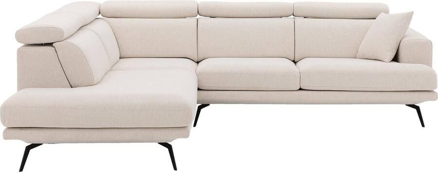 Goossens Viggo Hoekbank Stof Wit 282 x 82 x 228 cm Rechts