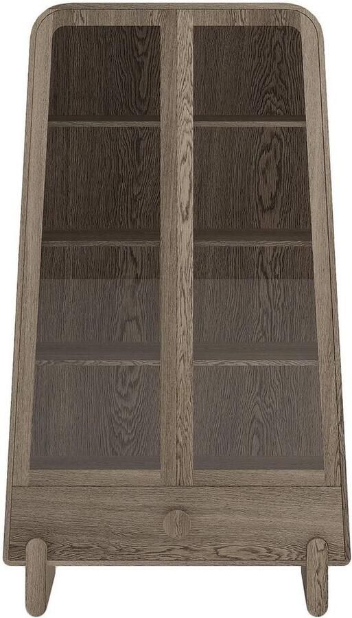 Goossens Vitrinekast Viano 2 Glasdeuren 1 Lade Hout Bruin