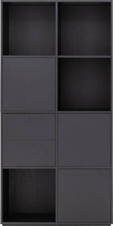 Goossens Wandmeubel Sevilla 3 Deuren 2 Laden 4 Open Vakken Hout Zwart